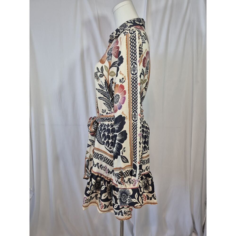 Farm Rio Romantic Garden Black Cream Floral Mini Dress New Medium - Picture 8 of 12